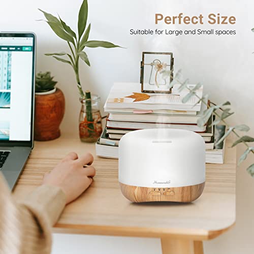Homeweeks 300ml Essential Oil Diffuser, Quiet Aromatherapy Mist Diffusers for Essential Oils, Wood Grain, Ultrasonic, Remo...