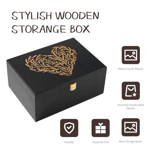 EVA murmure Larger Wooden Memory Keepsake Boxes With Hinged Lids and a photo frame inside the lid - Decorative Storage Box...