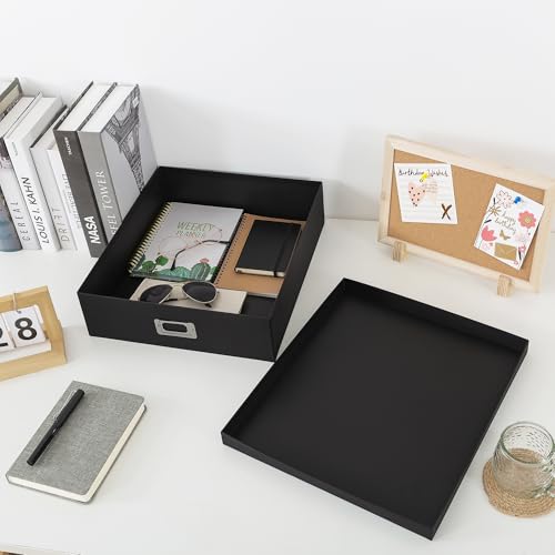 Soul & Lane Photo Storage Box with Lid, 14.8 × 13.0 × 3.7 Inches, Keepsake Memory Organizer, Cardboard Storage for Photo A...