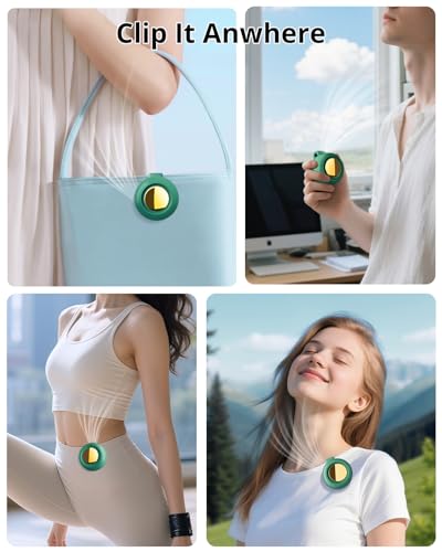 SBMKK Portable Silent Mini Bladeless Fan Clip On, 3 Speeds & Queit, Hands Free Shirt and Waist Clips Whirlwind Fans, USB R...