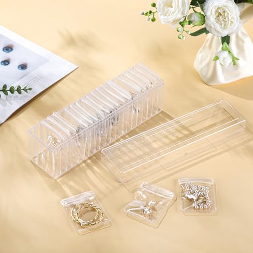 Kenning 42 Pcs Acrylic Jewelry Case Organizer, Clear Jewelry Organizers Holder with Portable Anti Tarnish Storage Bags for...