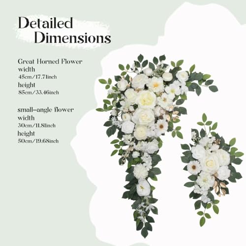 Odouzy Wedding Arch Flowers,Artificial Flower Arch Decor,2pcs Artificial Flower Arrangement for Wedding Decor Reception Ba...