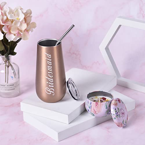 DHQH Bridesmaid Proposal Gifts Box Sets From Bride,Will You Be My Bridesmaid,6 oz Bride Tribe Stainless Steel champagne gl...