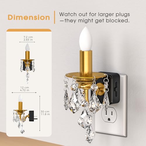 Briignite Candle Night Lights Plug into Wall, LED Amber Night Light with Dusk to Dawn Sensor, 0-100LM Dimmable, Decorative...
