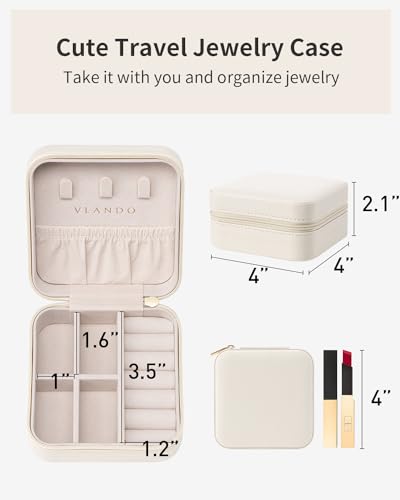 VLANDO Travel Jewelry Case - Mothers Day Mom Gifts - Small Jewelry Travel Organizer Box Travel Essentials Gift for Teen Gi...