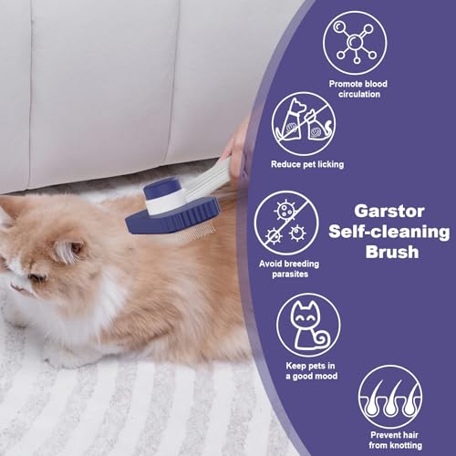 Garstor Cat brush, Cat Brush for Long or Short Haired Cats, Remove Loose Fur and Mats, Rounded Pins Reduces Painful Pullin...