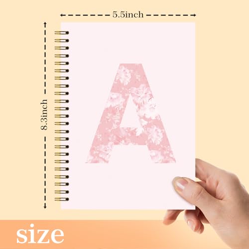 NaZaUK Pink Cute Personalized Notebook Journals for Women, Monogrammed Gifts for Women, Custom Initial Coquette Pink Flora...