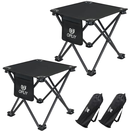 Opliy Camping Stool 2 Pack,13 Inch Portable Folding Stool for Outdoor Gardening and Beach Hiking Fishing,Foot Stool with C...
