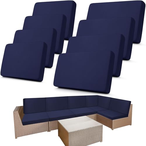Newwiee 8 Pcs Stretch Patio Outdoor Cushion Covers Replacement for 4 Backrests and 4 Patio Cushions Covers, Waterproof Cou...