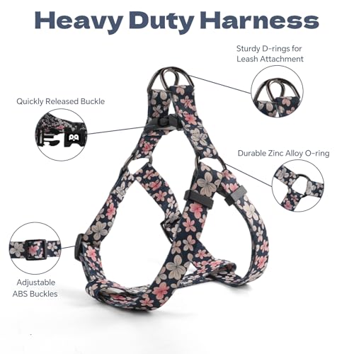 QQPETS Dog Harness Leash Set Adjustable Heavy Duty No Pull Halter Harnesses for Small Medium Large Breed Dogs Back Clip An...