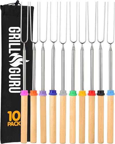 Grill Guru Smores Sticks for Fire Pit - Accessories for Campfire Marshmallow Roasting Sticks Smores Kit Outdoor-Smore Skew...