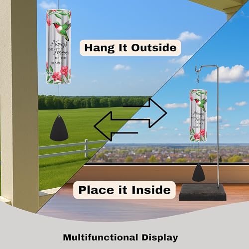 The Bridge Collection Memorial Wind Chime with Hummingbird Design and Stand - Memorial Keepsake with Display Stand - Grief...