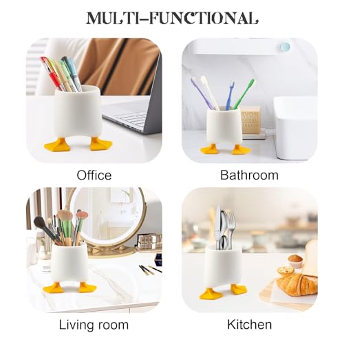 Viabty Creative Cute Duck Pen Pencil Holder, Multifunctional Stationery Pen Holder Makeup Brush Holder Kitchen Storage Cup