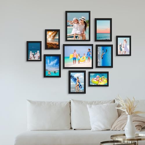BESCRCL 10 Pack Picture Frames Collage Wall Decor, Gallery Wall Frame Set for Tabletop or Wall Mounting Display, Multi Siz...