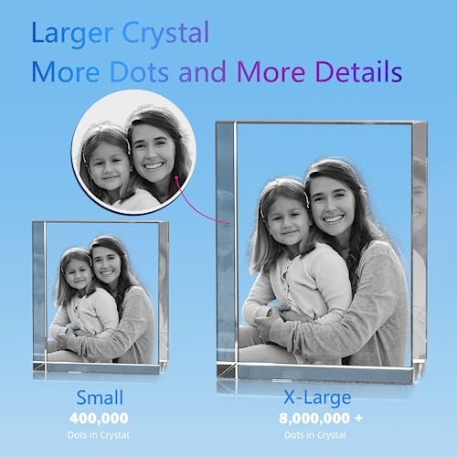HAN'S LASER Personalized 3D Crystal Photo Cube, Custom Picture Gift for Mother's Day, Birthday, Wedding Memorial, Valentin...