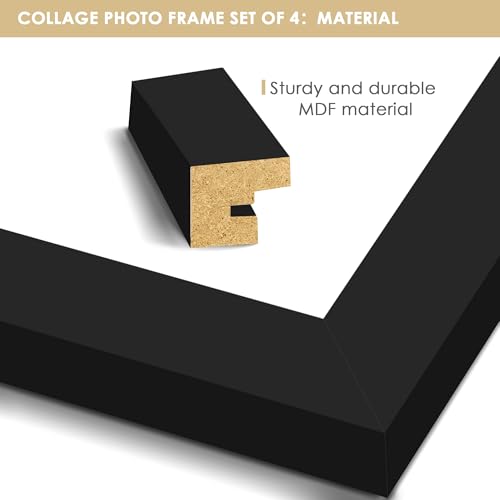 DUENPY 4x6 Collage Picture Frame Tempered Glass Front, Displays Four 4x6 Photo, Family Photo Collage Frame, Wall Decor Wal...