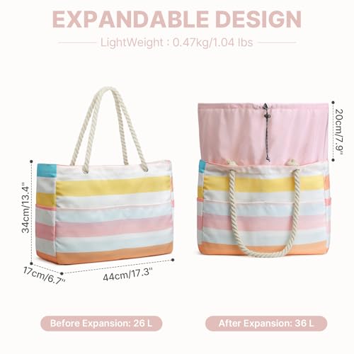 G4Free Canvas Beach Bag Waterproof Sandproof Large Beach Tote Bags for Women Pool Swim Travel Grocery
