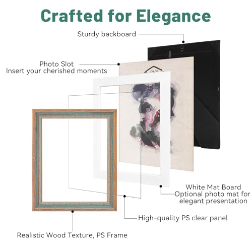 CasaDHG 11x14 Vintage Picture Frame, Antique Picture Frames, Retro Design 11 x 14 Vintage Frames for Home and Office, Home...