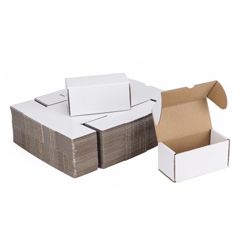 ZBEIVAN 4.6x2.2x2.2 White Shipping Boxes Set of 100, Corrugated Cardboard Mailer Boxes for Packaging Small Business Mailin...