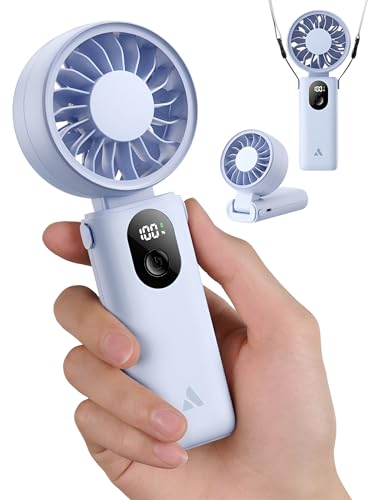 Aecooly Mighty Portable Handheld Fan | 20H Max Cooling Time | 3 Flexible Modes | 5 Speeds Wind | Battery Level Display | U...