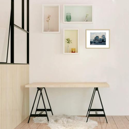 Golden State Art - 11x14 Aluminum Picture Frame - with Mat for 8x10 Photo or Without Mat for 11 x 14 Photo - Real Glass Co...