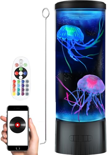 CALOVER Jellyfish Lamp - Cool Ocean Decor Jelly Fish Aquarium Light Tank with Speaker White Noise - Unique Sensory Lights ...