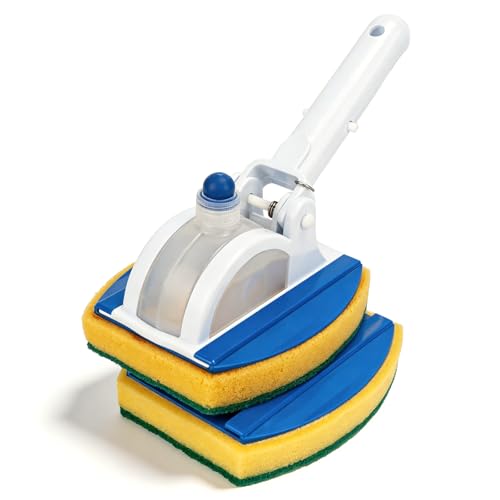 KGC Handheld Pool Scrub Brush with a Replacement Sponge, Pool Must Have Scouring Sponge Pad - Non-Scratch Cleaner for Pool...