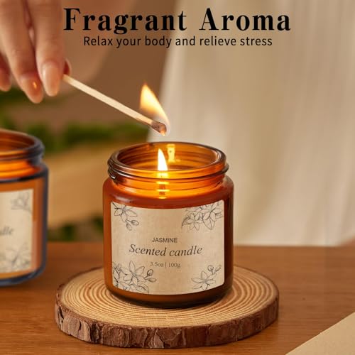 4 Packs Candles for Home Scented, Scented Candles Gifts for Women, Natural Soy Wax Amber Jar Candle, Long Lasting Aromathe...