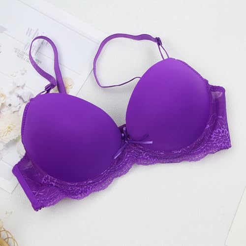 Women's Everyday Bra Classic Push Up Underwire Everyday Soft Lace Padded Solid Color Bras Cup Up to E