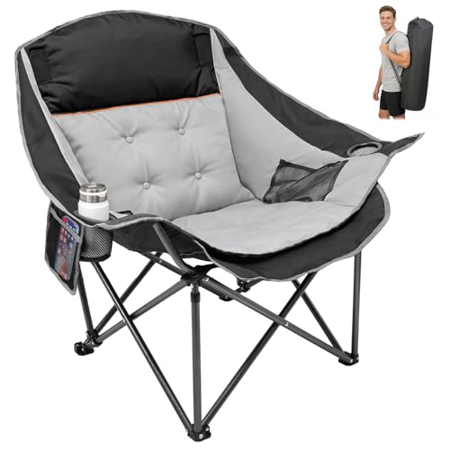 Suteck Oversized Camping Chairs for Adults - Heavy Duty Padded Camping Chair Folding Lawn XL Camp Chair with Cup Holders f...