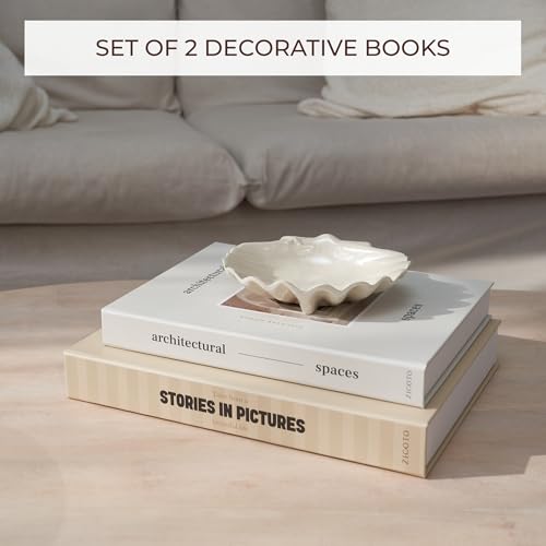 Beautiful Decorative Books - Set of 2 Boxes Enhance Your Coffee Table, Bookshelf or Mantel Decor - Aesthetic Fake/Faux Boo...