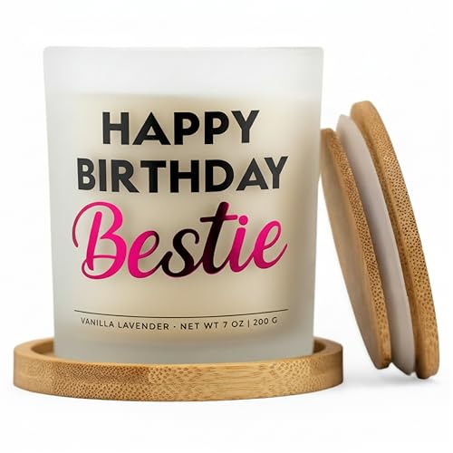 Wick and Wit Bestie Birthday Gifts for Women - Happy Birthday Bestie Gifts for Women Friend Friendship Soy Candle Gift Set...