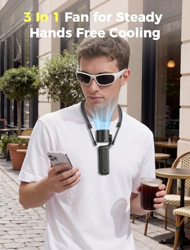 Aecooly Portable Handheld Fan, 3 IN 1 Steady Hands Free Powerful Fan, 15000 RPM Jet Force Turbo Airflow, 15H Max Cooling T...