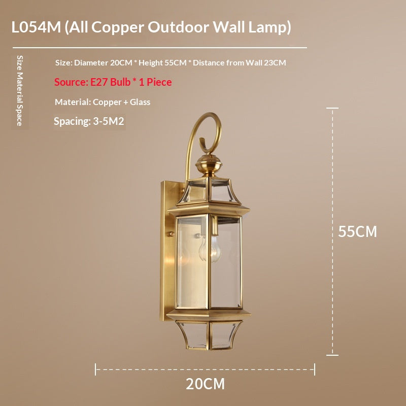 Nordic-style Fashionable All-copper Wall Lamp Outdoor Waterproof Wall Light