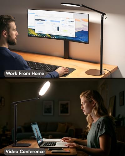 LitONES Led Desk Lamps for Home Office with Base, Tall Desk Lamp with 50 Light Modes & Memory and Timer Func Computer Ligh...