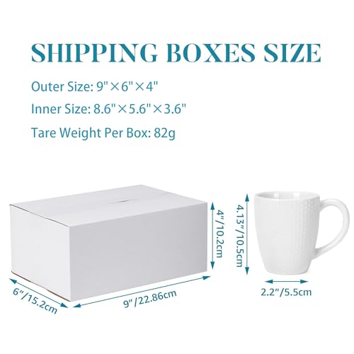 SPEPLA Shipping Boxes 9x6x4 Set of 6, White Corrugated Cardboard Box for Mailing Business Packaging