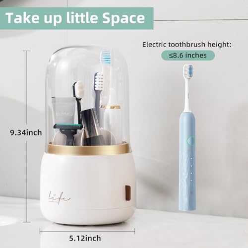 CLOKTA Toothbrush Holders for Bathrooms, Rotating 7 Slots Electric Toothbrush Holders with Cover, Countertop Toothpaste Or...