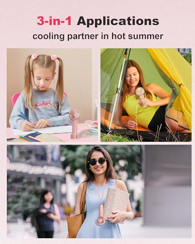 Coohea Mini Handheld Fan, Small Cute Design, 3 Powerful Speeds, USB Rechargeable Battery Operated, Personal Portable Fan w...