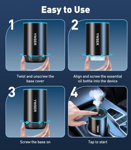 Smart Car Air Freshener Diffuser with Starry Sky Projector, Forest Scent Car Scent with 50ml Essential Oil, Auto On/Off In...