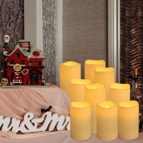 YOROXRG Set of 24 Waterproof Outdoor Flameless Candles, LED Candles with 4 Remote and Timer,(H 4" 5" 6" x D 2.2"),for Chri...