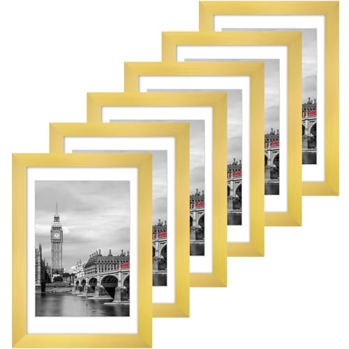 Fixwal 4x6 Picture Frame Set of 6, Gift for 2026 Graduation Father's Day, Thin Border and Light Weight Photo Frames for Wa...