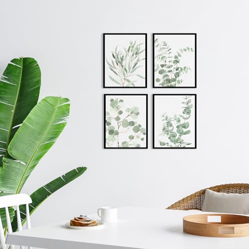 Botanical Prints Wall Art Framed: Sage Green Modern Farmhouse Wall Decor - Boho Wall Art for Bathroom Bedroom - Eucalyptus...