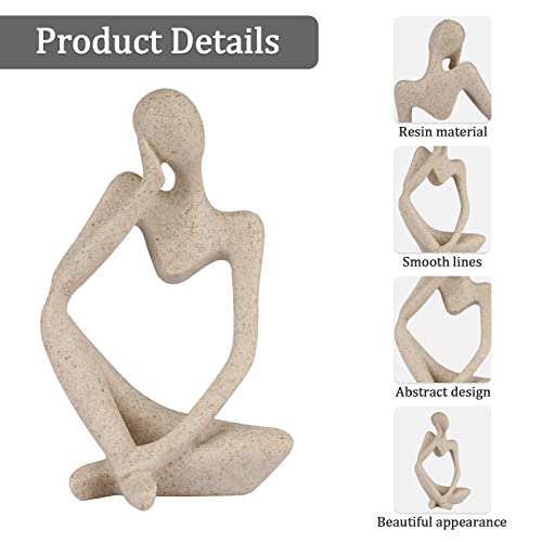 Ozzptuu Sandstone Resin Thinker Style Abstract Sculpture Statue Collectible Figurines Home Office Bookshelf Desktop Decor(...