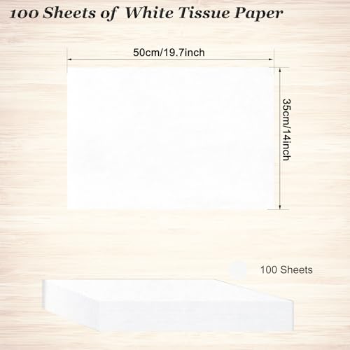 100 Sheets White Tissue Paper Artdly 14 x 20 Inches Recyclable White Wrapping Paper Bulk for Weddings Birthday DIY Project...