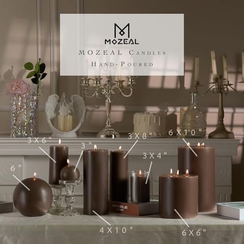 MOZEAL 3" x 4" Hand-Poured Unscented Candle, Dripless Pillar Candle Set of 3, Long Clean Burning, Approx 72 Hours Burn Tim...