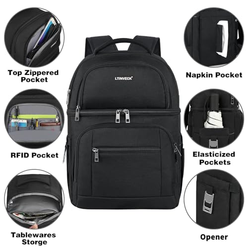 Cooler Backpack,Insulated Backpack Cooler Leakproof Double Deck Cooler Bag for Men Women RFID Lunch Backpack