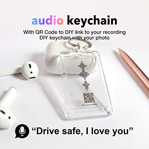 I Love You Sound Wave Keychain with QR Code Link to Recording | DIY Photo Text | Clear Acrylic Key Chain Insert Photo Fram...