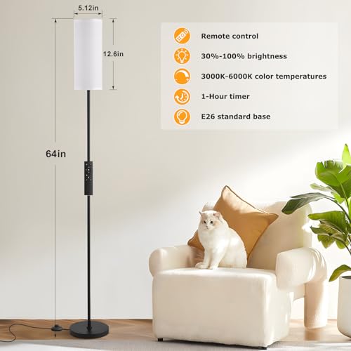 Ambimall Floor Lamps for Living Room, 64" Modern Floor Lamp with Remote Control and Stepless Dimmable Colors Temperature &...