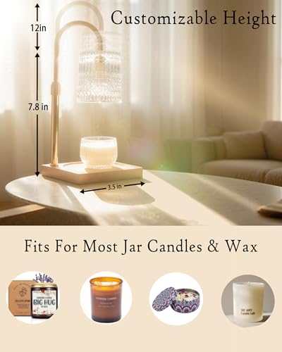 HsiBioYau Candle Warmer Lamp with Dimmer & Timer, Brithday Gifts for Mom Women, Adjustable Height Wax Warmer for Jar Candl...
