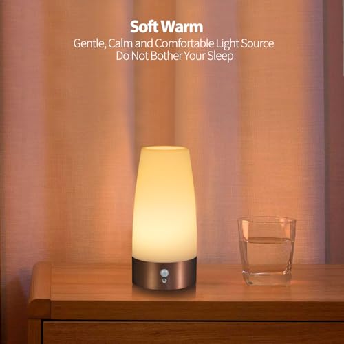 Betus Motion Sensor Night Light, Battery Operated Lamp with 2 Sensored Modes - Retro Bedside Table Desk Lamp with Soft Amb...